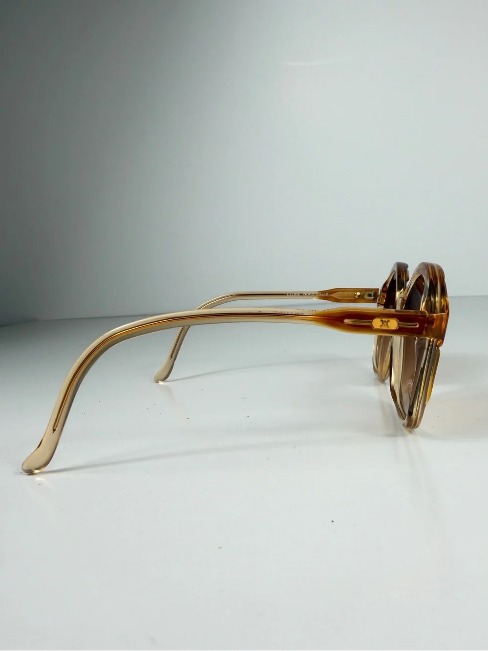 Rare Vintage CELINE C46 13 Deadstock Triomphe Amber Oversized Sunglasses France
